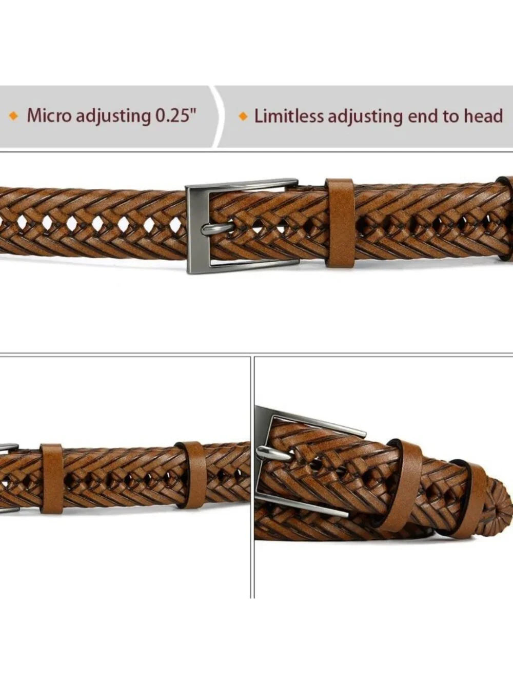 Braided Leather Dress Belt for Men | Woven Casual Belts for Jeans & Golf Gifts